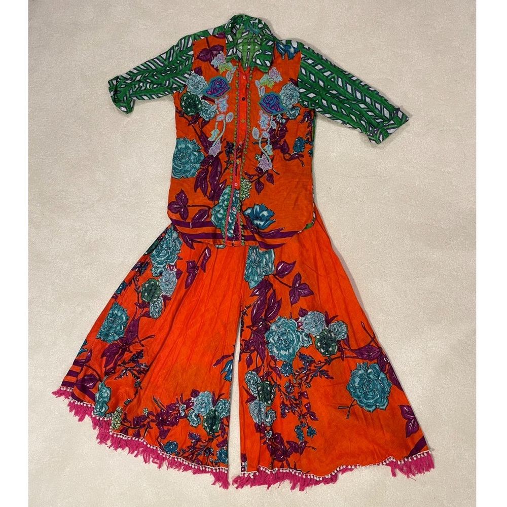 Orange Antica Santoria Shirt & Pants Matching Set